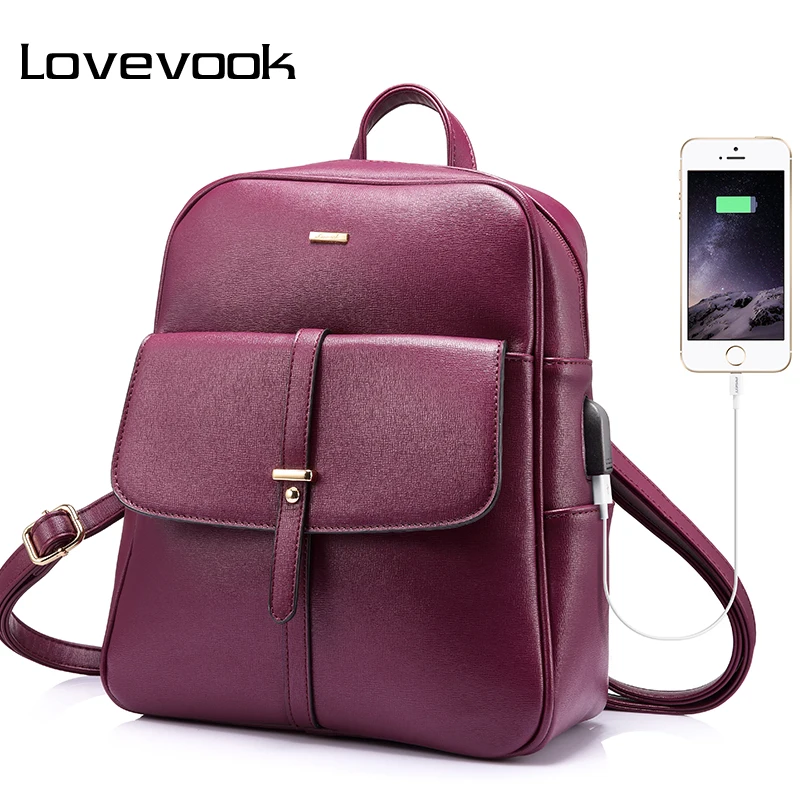 

LOVEVOOK backpack female schoolbag for girls teenagers large women backpack with anti theft external USB ladies hand bags 2019