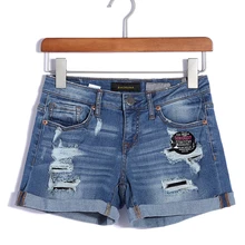 BIAORUINA, женские повседневные шорты размера плюс с потертостями, женские модные шорты с высокой талией, женские Выбеленные джинсовые шорты