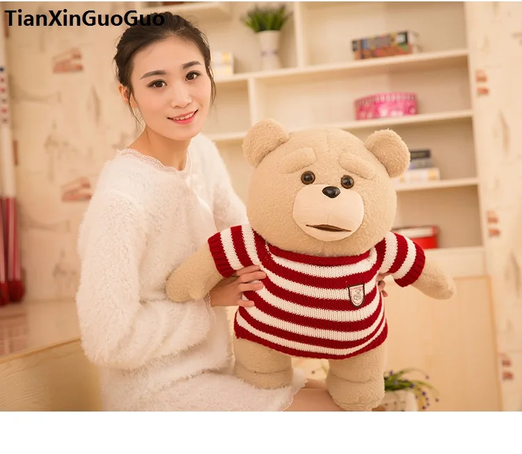 stuffed toy stripes cloth ted bear large 55cm plush toy hug bear soft