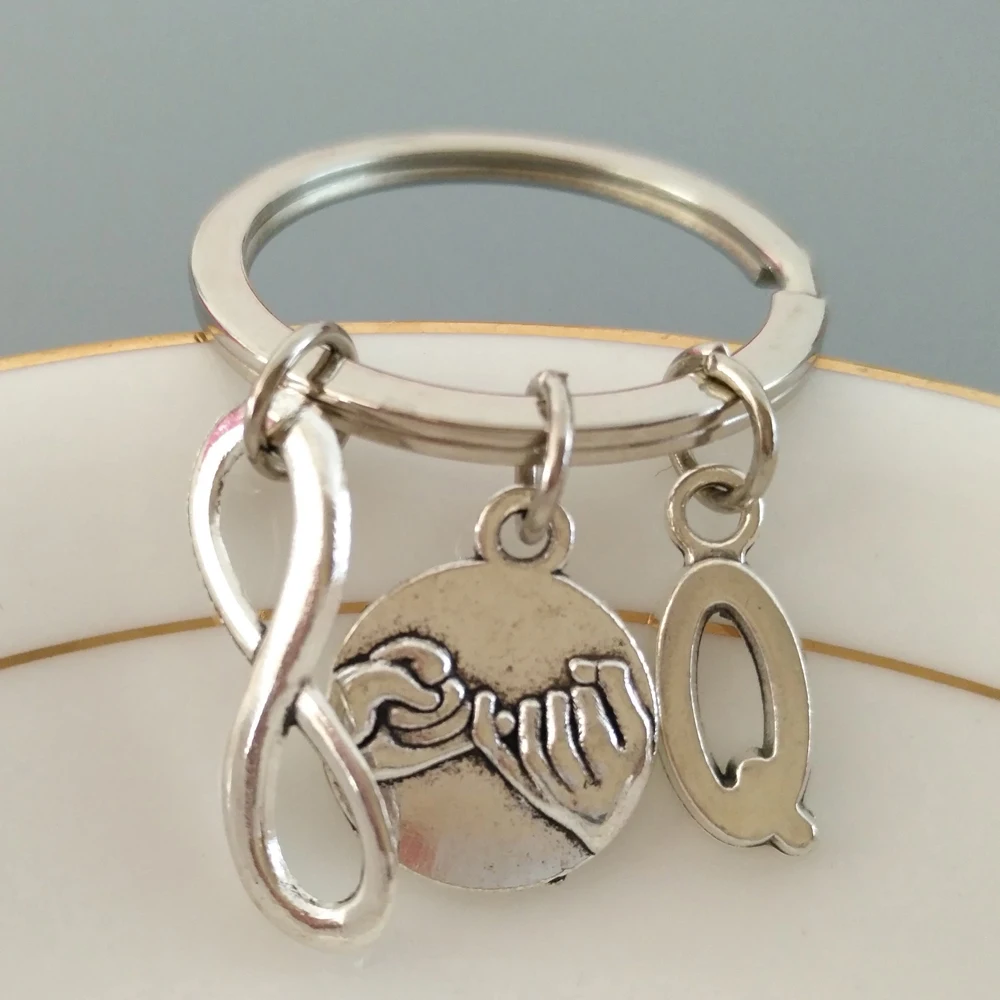 

BBF Gift Keyring Somble Infinity Keychian Promise Pinky Keysholder Optional 26 Initial Keydangle Give him/her a surprise