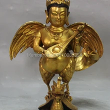 1" Китай Фиолетовый Бронзовый 24K золото Garuda чечетка Будда езда статуя дракона черепахи