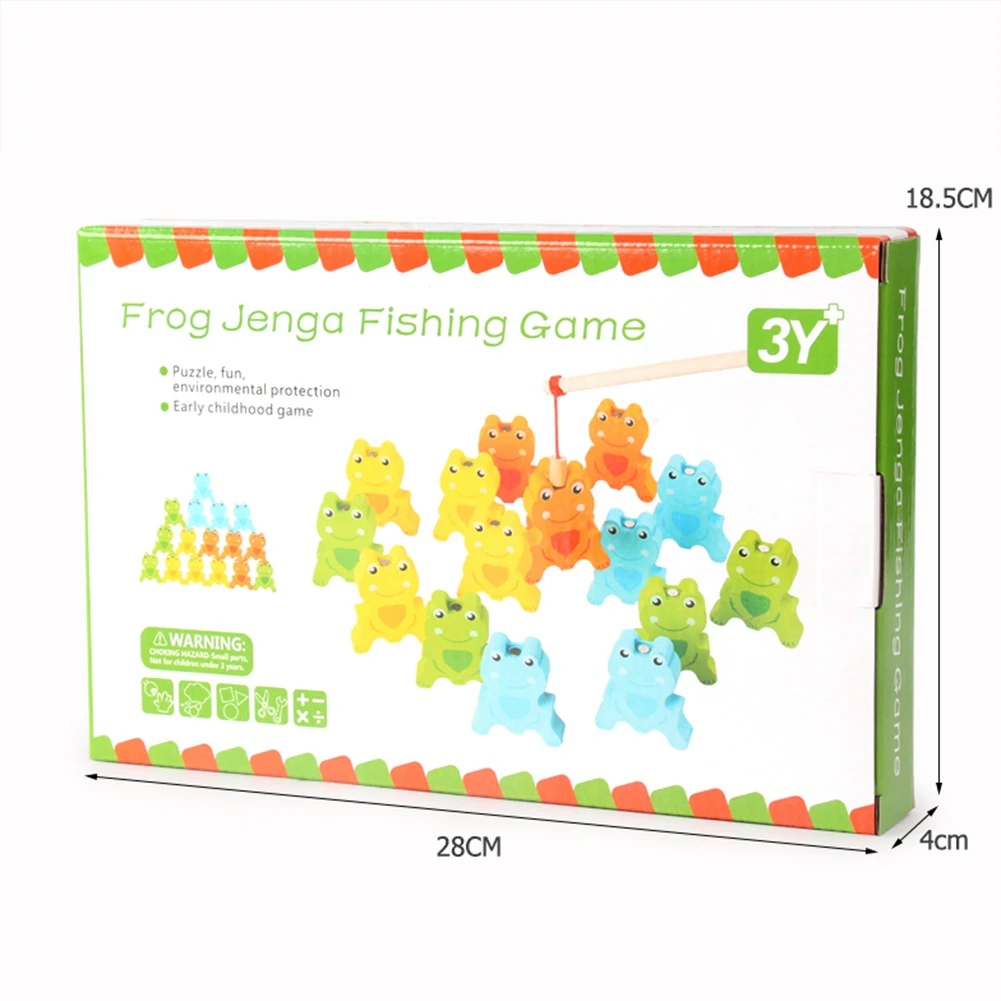  Baby Intellectual Educational Toy Children's Magnetic Wooden Frog Balanced Building Blocks Fishing  - 33012303391