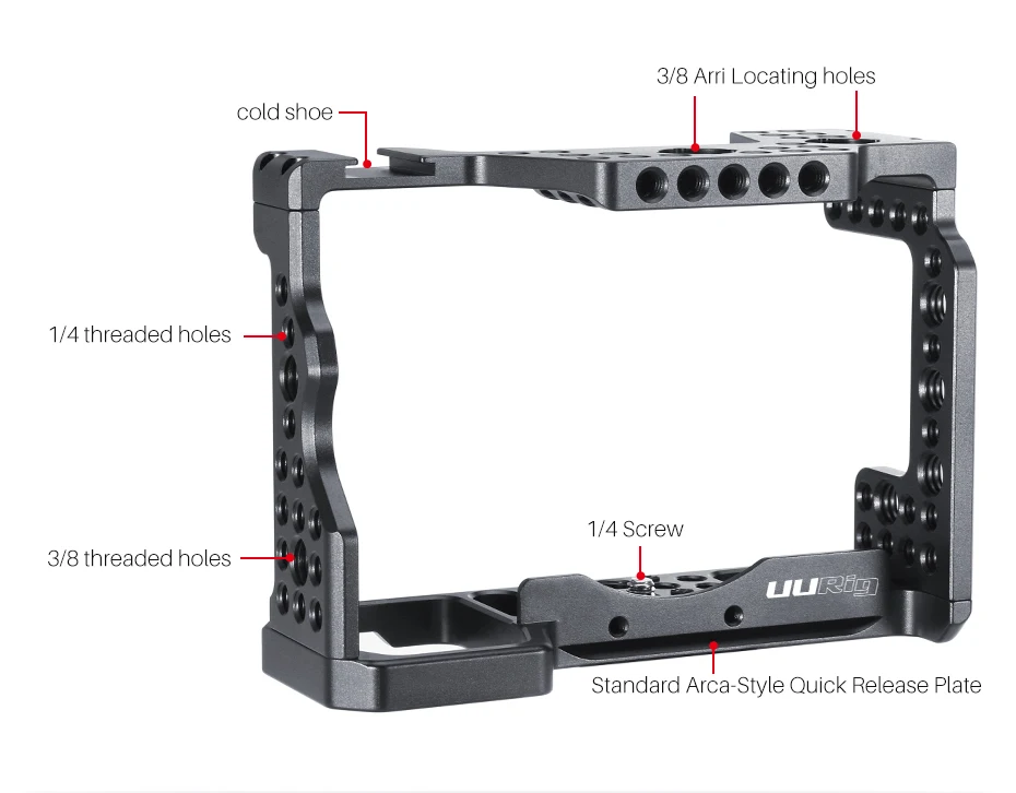 Крепление для камеры UURig для sony A7III A7R3 A7M3 с отверстием для определения местоположения Arri и микрофоном, крепление для холодного башмака с верхней ручкой