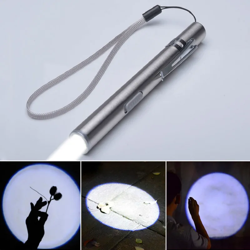

USB Rechargeable LED Flashlight High Quality Powerful Mini LED Moon Shape Torch Design Pen Hanging Metal Clip Stainless Steel