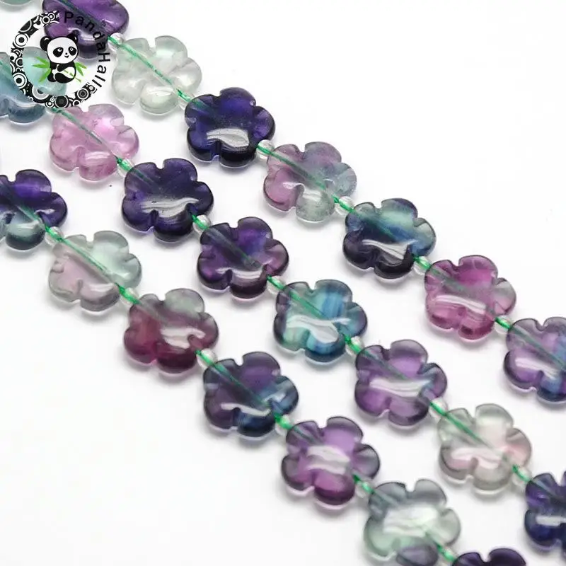 

PandaHall Natural Flower Rainbow Fluorite Beads Strands, 15x5.5mm, Hole: 1mm; about 27pcs/strand, 16.53"