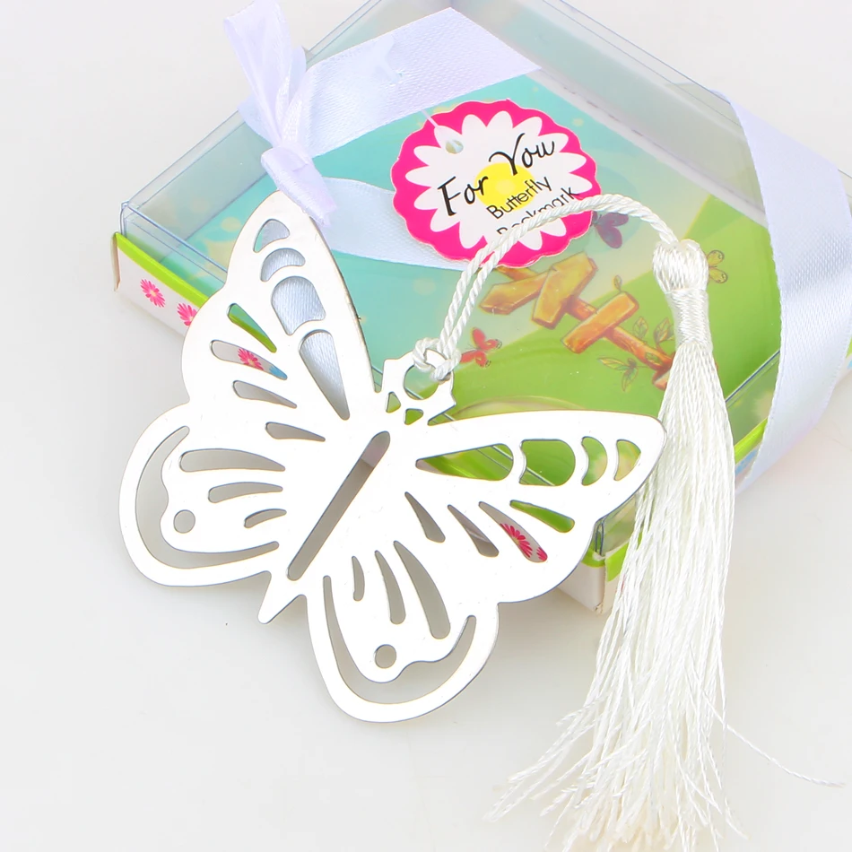 1 коробка Новый полая Бабочка закладки металл с мини поздравительные открытки ленточки Kawaii Канцелярские кулон Подарки Свадебные сувениры