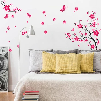 

DIY red butterfly vine flower branch tree wall sticker home decor poster flora butterflies TV backdrop wall beautiful decoration