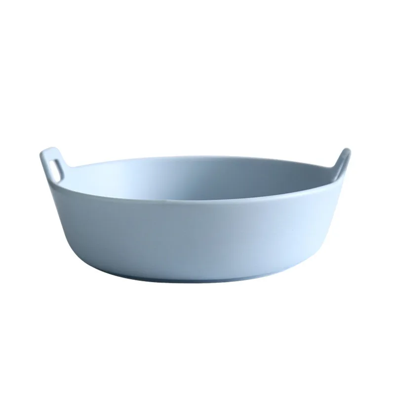 6,5 дюймов керамическая печь миска для выпечки с двойной ручкой Экстра глубокий фарфор сервировочное блюдо для овощей суп салат запеченная тарелка посуда - Цвет: blue