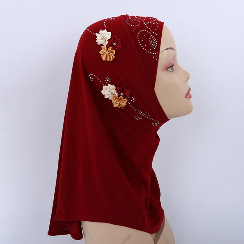 

10pcs/lot One-piece Instant HIJAB Islamic Women Wraps Muslim Turban With Diamonds Fabric Flower Decor Instant Underscarf Caps