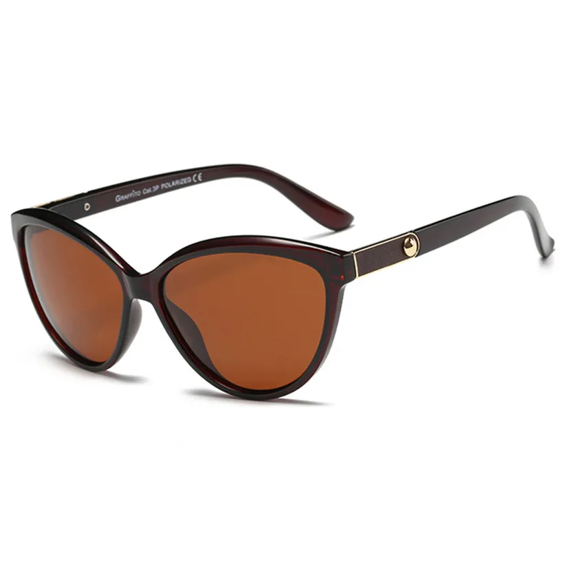 Oulylan, фирменный дизайн, кошачий глаз, женские солнцезащитные очки, поляризационные, женские солнцезащитные очки, Ретро стиль, очки - Цвет линз: Коричневый