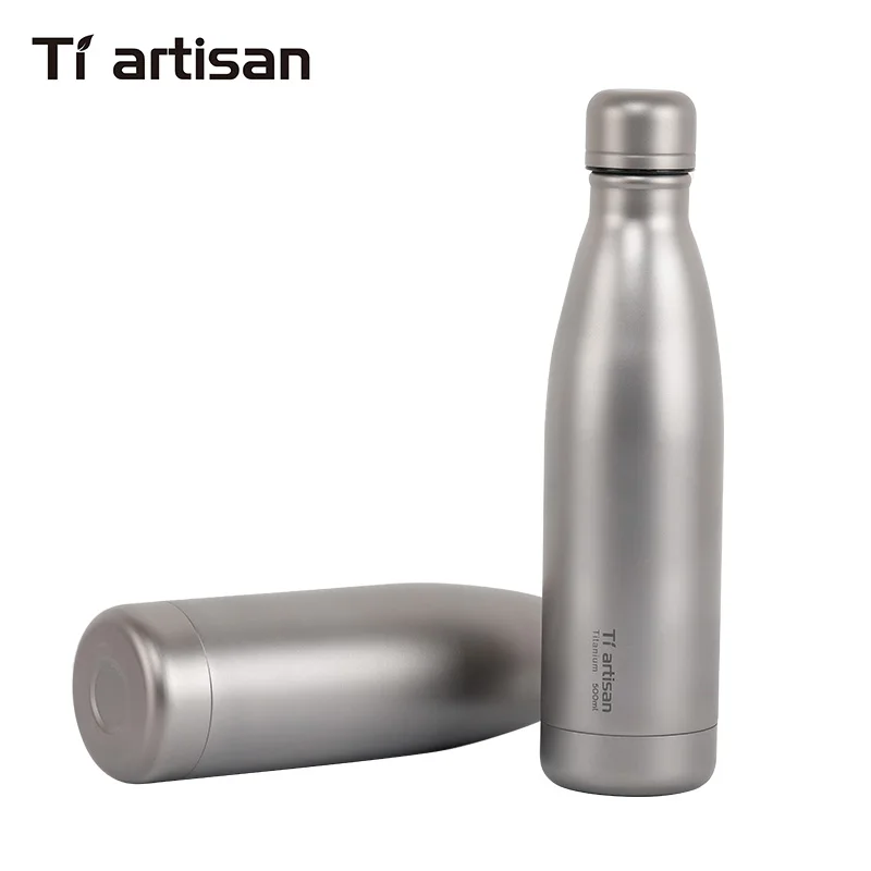 

Tiartisan Titanium Cycling Water Sport bottle 500ml Lightweight Camping Drinkware with Titanium lid and Bottle coat Ta8395