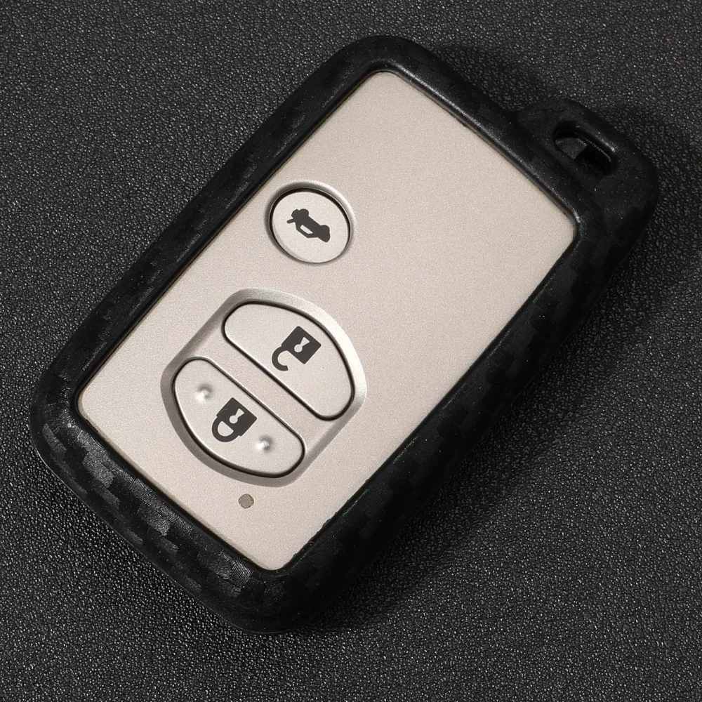 

jingyuqin Remote Carbon Fiber Patten Soft Silicone For Toyota Camry Corolla Avalon Rav4 Land Cruiser Car Styling Smart