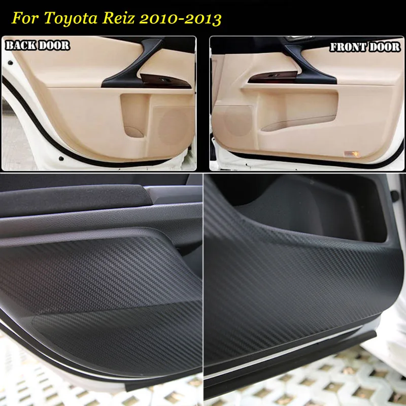 

4pcs New Interior Carbon Fiber Doors Side Edge Anti-kick Protection Pad Sticker For Toyota Reiz 2010-2013