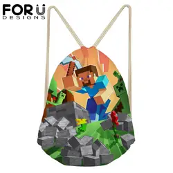 FORUDESIGNS Для мужчин мешки Drawstring игры Minecraft сумки на плечо девушки херобрин печатных пляжное мальчиков рюкзаки Mochila Feminina