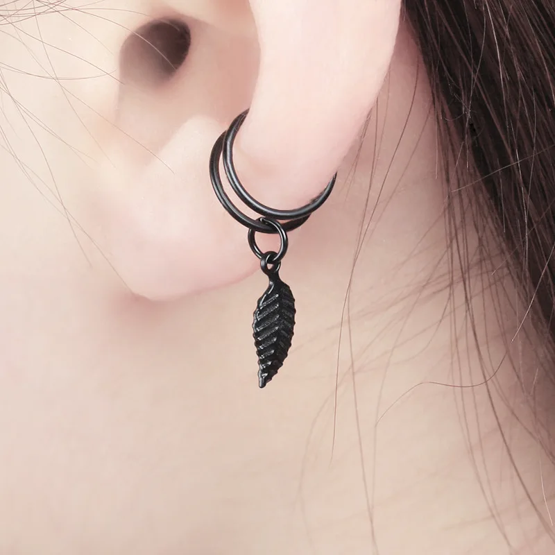 

Ear Cuff Wrap Earrings Leaves Jewelry Piercing Clip On Earrings Triangle Cartilage Clip Diy Settings Black Color e0479