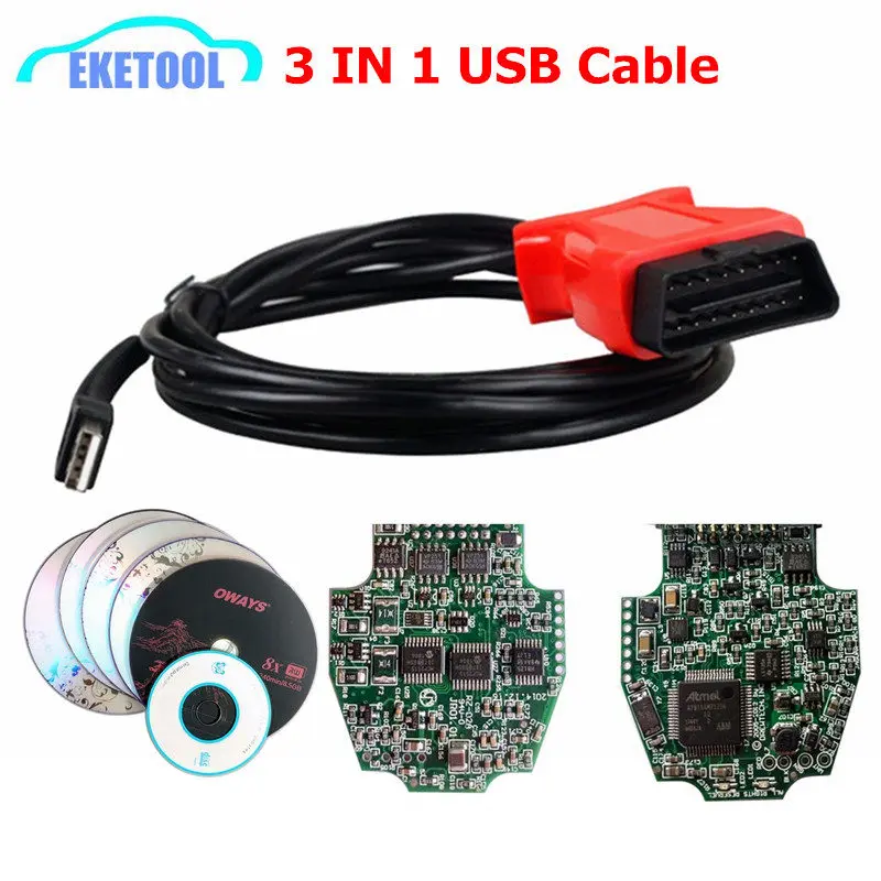 

2018 New 3 IN 1 Diagnostic Cable For Land Rover For Jaguar JLR V154 SDD For Volvo 2014D For Toyota TIS techstream V13.00.022