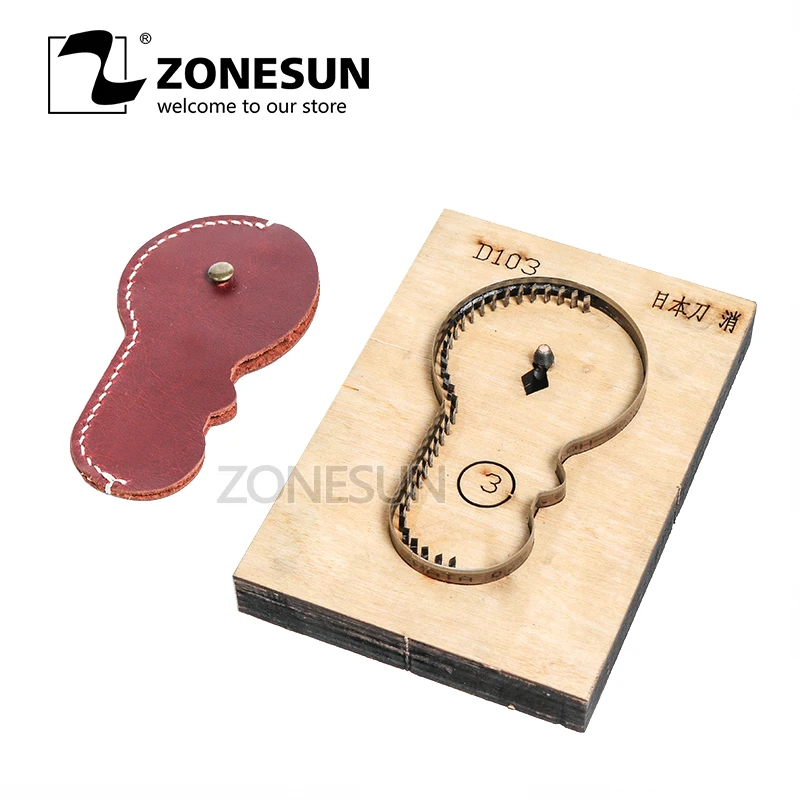 

ZONESUN D103 Customized leather cutting die DIY Key Ring Wooden Template Knife Punching Key Chain Cutting Mould Cutter
