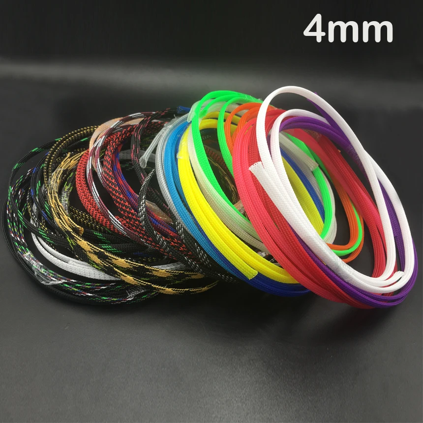 

4mm Green Yellow Pink Black High Density Mesh Guard RC Car Expandable Nylon Snakeskin Braid PET Protect Sheath Wire Cable Sleeve