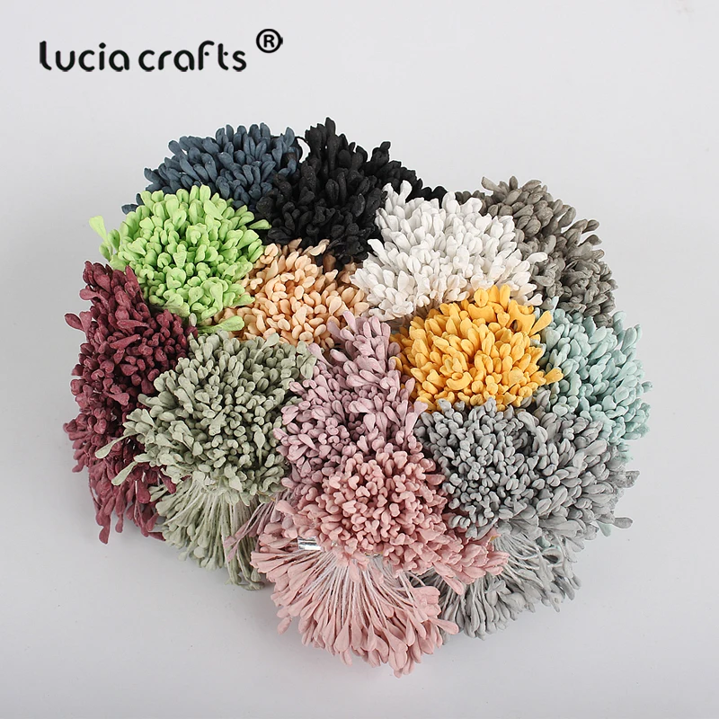 Lucia crafts 330 шт 3 мм Высокое качество матовый двойной цветок с головками stamen pistil украшения торта ремесло DIY C1202