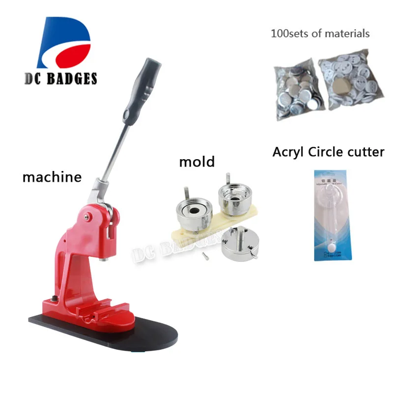

44mm combination manual badge machine press+ adjust circular knife + 100 sets of badge factory direct wholesale