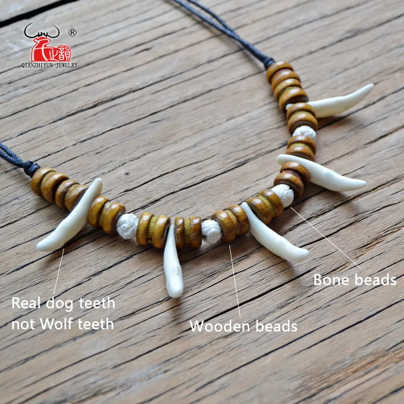 Ожерелье с шипами мужской кулон из кости Тибетский амулет клыки натуральный настоящий зуб винтажный волк зуб очарование первобытное ожерелье в этническом стиле