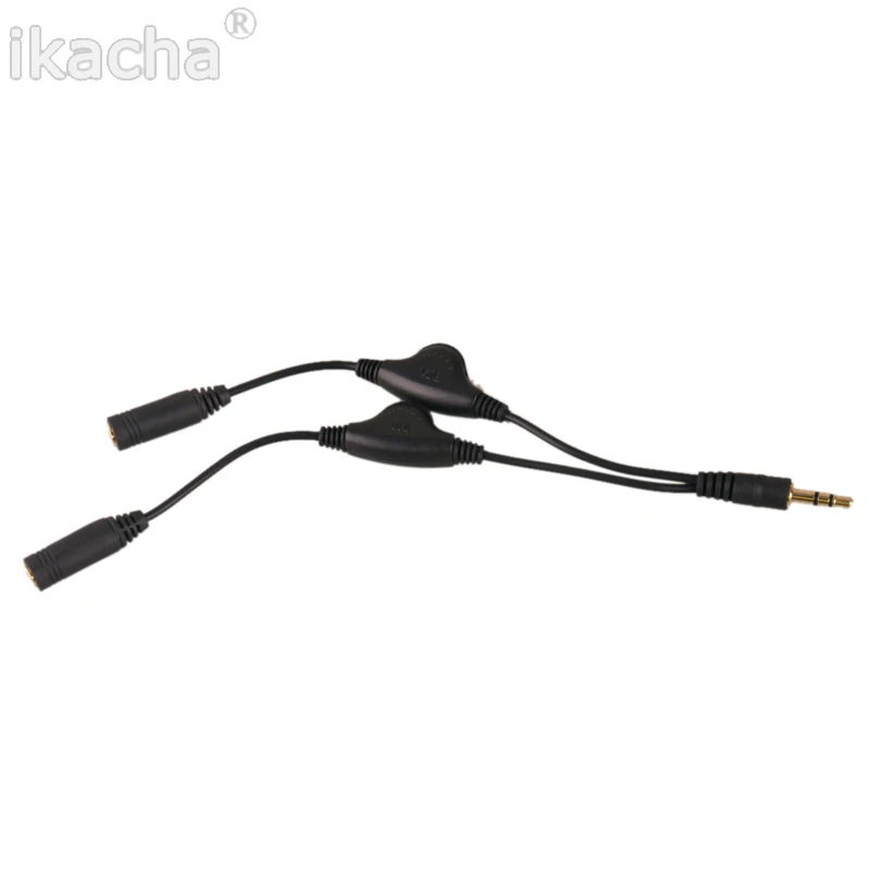 10pcs Black Headphone Stereo Audio Y Splitter 3 5mm Cable Cord With Separate Volume Controls