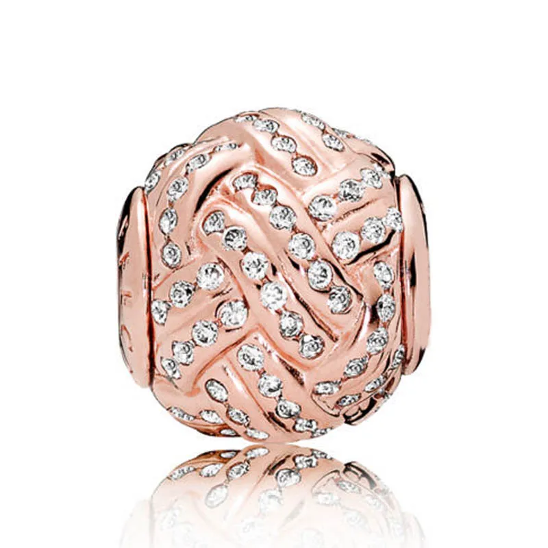 

Top Quality 925 Sterling Silver Bead Rose Knots Friendship With Cubic Zirconia Charms Fit Pandora ESSENCE Bracelet Diy Jewelry