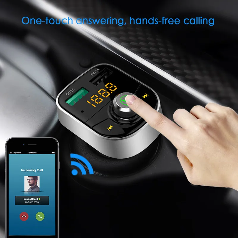 Беспроводной Bluetooth Handsfree Car комплект A2DP автомобиля Зарядное устройство MP3 плеер FM