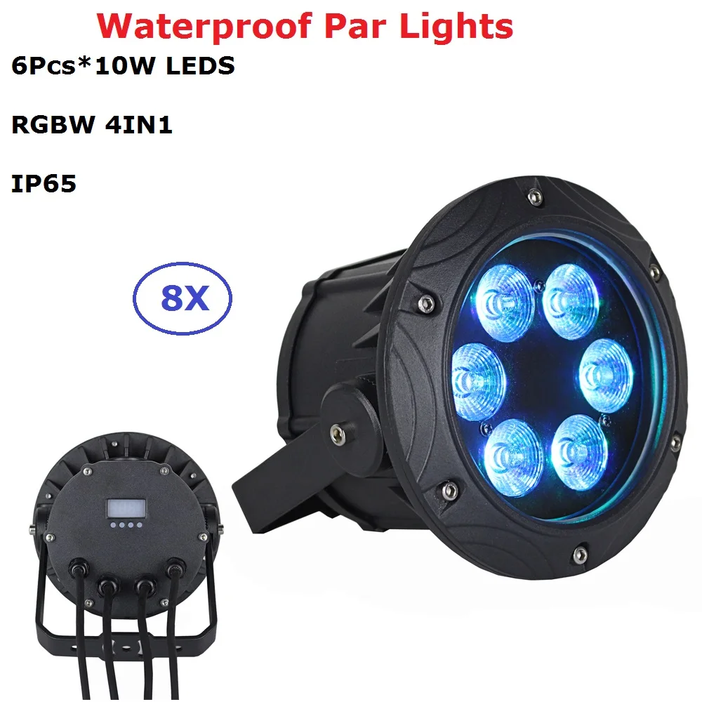 8XLot Портативный Новый LED Par огни водонепроницаемый 6X10W RGBW четырехцветный открытый