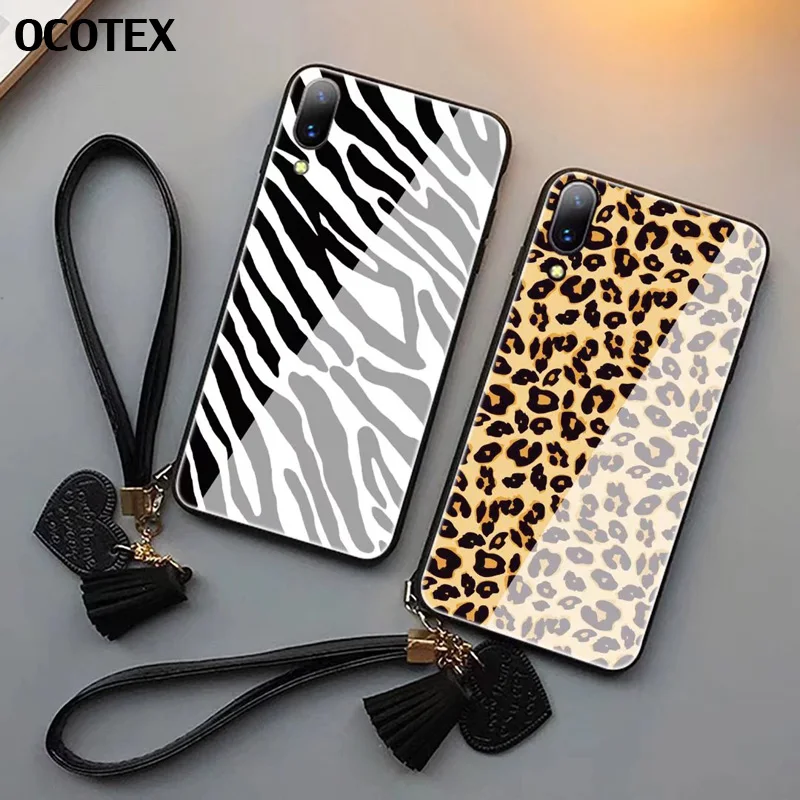 

OCOTEX Coque For Meitu M6 M6s M8 Luxury Panther Leopard Zebra Pattern Glass Back Cover For Meitu T8 T9 Soft Silicon Cases Cover