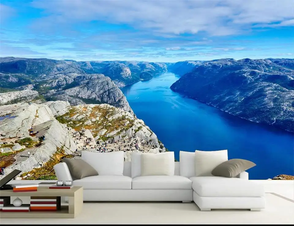 Пользовательские 3D фото обои комнаты фотообои HD Norway Fjord пейзажи рисунки на диван