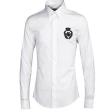 Осень Новая Европейская и американская корона маленькая Пчелка Вышитая эмблема Мужская рубашка с длинными рукавами Молодежная Модная рубашка tide