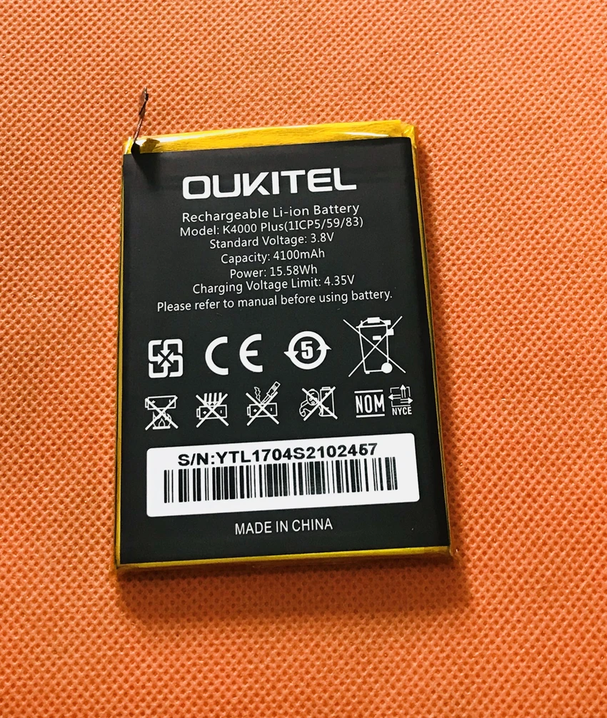 Б/у оригинальный аккумулятор 4100 мАч Batterij Bateria для Oukitel K4000 Plus MT6737 четырехъядерный 5