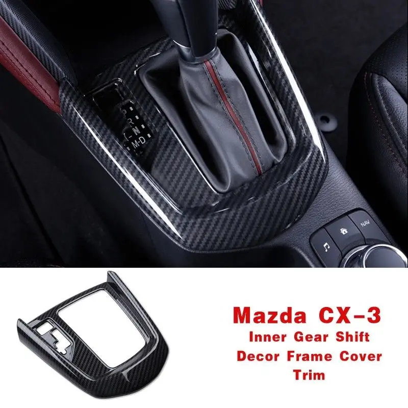 

New Interior Accessories Carbon Fiber Style ABS Shift Gear Panel Cover Trim For MAZDA CX-3 2016-2018 Interior Mouldings