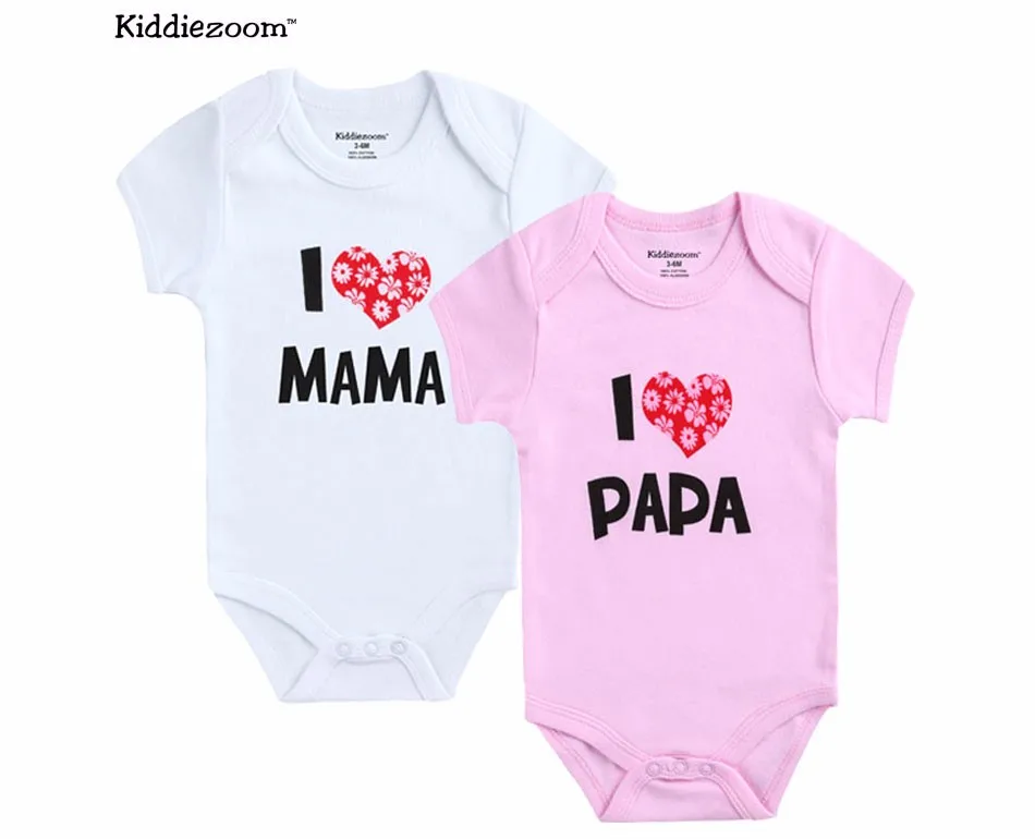 Детский комбинезон с надписью «I Love Papa Mama» для маленьких девочек и мальчиков, комплект одежды унисекс, Infantil, Roupas de bebe