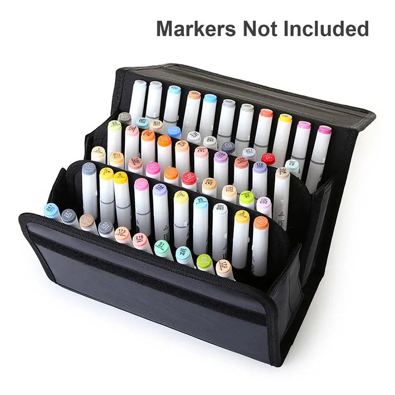 

60 Holes PU Leather School Pencil Case Professional Art Marker Sketch Pencil Bag Folding Large Capacity Pencilcase Stationery
