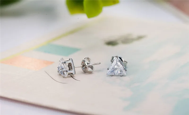 Silver Triangle Stud Earrings Fashion Boucle d'oreille Crystal Style Jewelry Girl Women Female Brincos Pendientes Mujer Moda E62 (9)