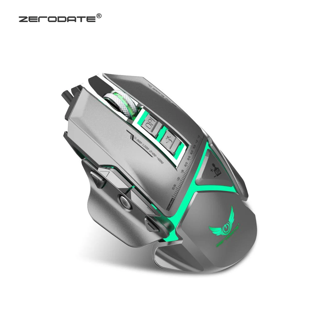 USB Проводная оптическая игровая мышь ZERODATE X400GY 11 клавиш со светодиодный
