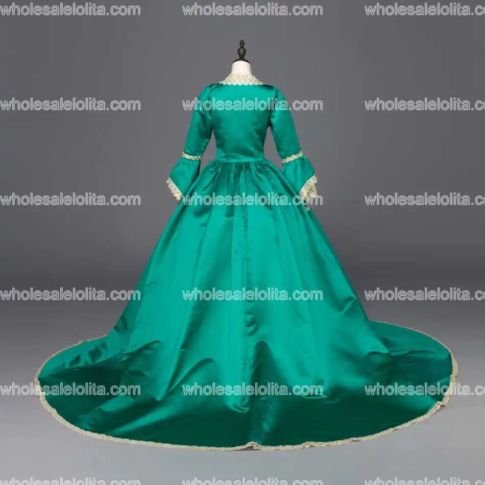 Зеленые платья Marie Antoinette Renaissance бальное платье со шлейфом Театральный Костюм|gown