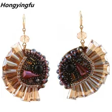 

Hongyingfu Pendientes Brincos Drop Crystal Big Earrings for Women Bohemian Handmade Earrings Fashion Woman Oorbellen Earrings