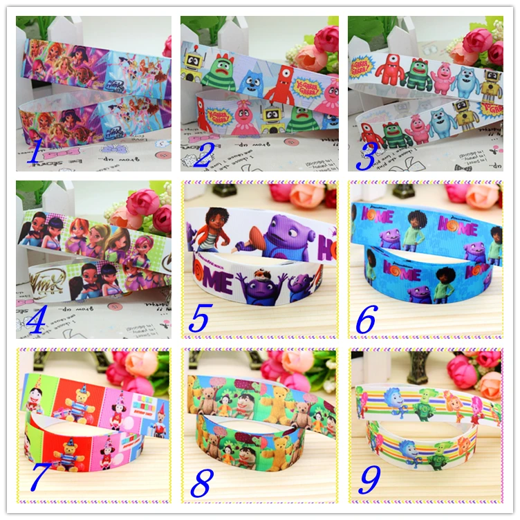 

7/8'' Free shipping grbba home winx club printed grosgrain ribbon hairbow headwear party decoration diy wholesale OEM 22mm S328