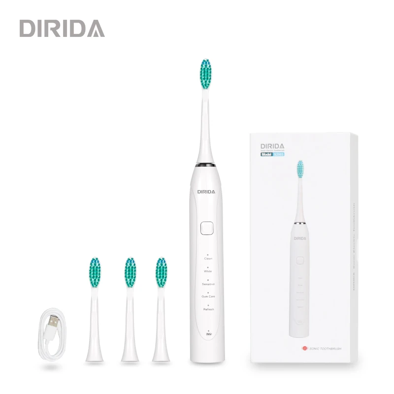 

DIRIDA S2003 Electric Toothbrush Fashion Sonic Toothbrush USB Rechargeable Waterproof Frosted Handle with 3pcs DuPont Brush Head