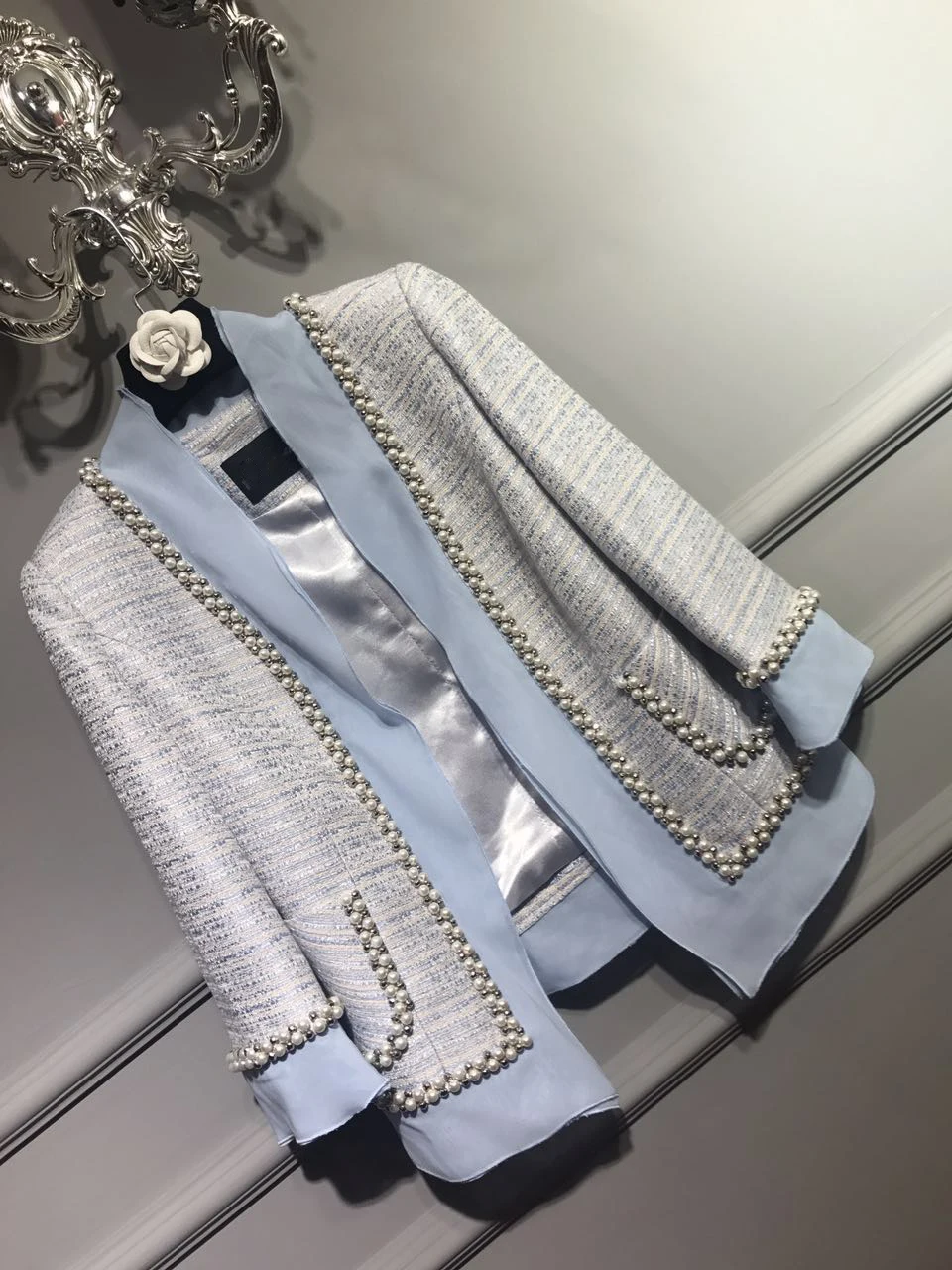 Taille La Mode De Raffinement Chaquetas Perles Spliced Incroyable Mujer ChaquetasTweed 6xl Veste Élégantes Plus Casaco5xl VesteFemmes dhtsrQ
