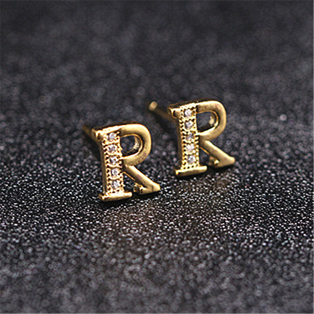 Letter Stud Earrings for Women Alphabet Gold Initial Earring Rhinestone Jewelry Small Earrings Letters Brinco Pendientes