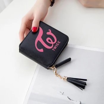 

Mini Short Zipper Card Wallet Twice W 3D PU Leather Wallet Kpop Team Fans Accessories Fashion Lady Tassel purses Customize
