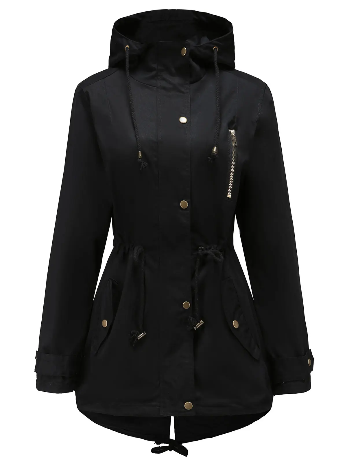 Wipalo Women Plus Size Drawstring Waist Tunic Coat Female Autumn Winter Long Sleeve Warm