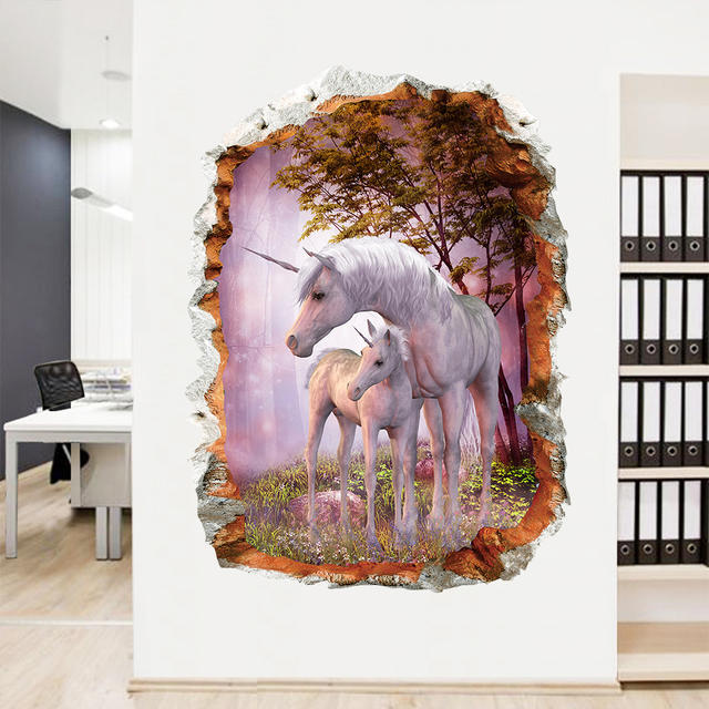 3D Unicorn Wall Stickers for Living Room Bedroom Kids Room