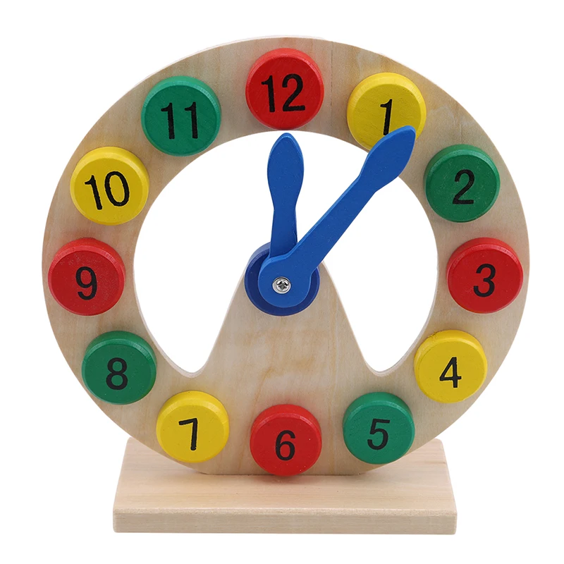  Classic Wooden Clock Model Building Blocks Education Teaching Children Wooden Clock Toy Children Di - 33011555498