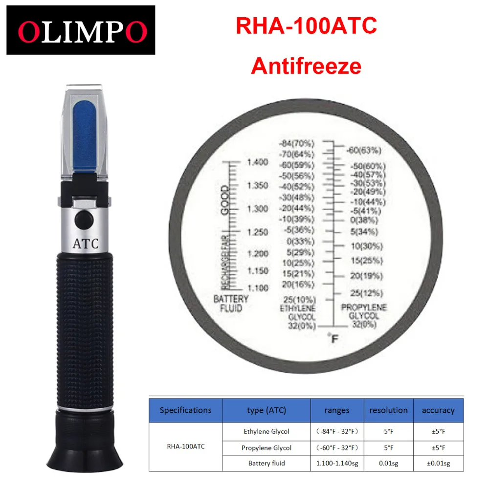 

olimpo Refractometer Refreez 3 in 1 RHA-100ATC Glycol Percentage with 'F Fahrenheit Car Battery Fluid 1.000-1.400sg