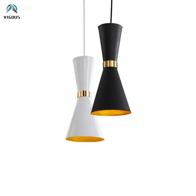 Us 97 54 39 Off Post Modern Simple Speaker E14 Led Pendant Light Paint Matte Black White Hanging Lamp For Dining Table Luminarias Lamparas In